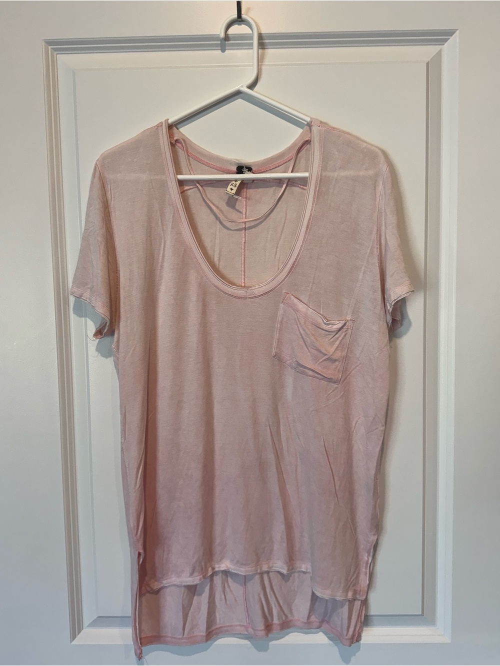 We The Free Pale Pink Scoop Neck Pocket Tee